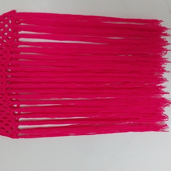 Lumiere Hippie Vest Fringe Top Crocheted Pink  Size Large - Picture 3 of 13